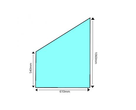 Verre de sécurité triangle 610 x 1060 x 540 mm, épaisseur 3 mm